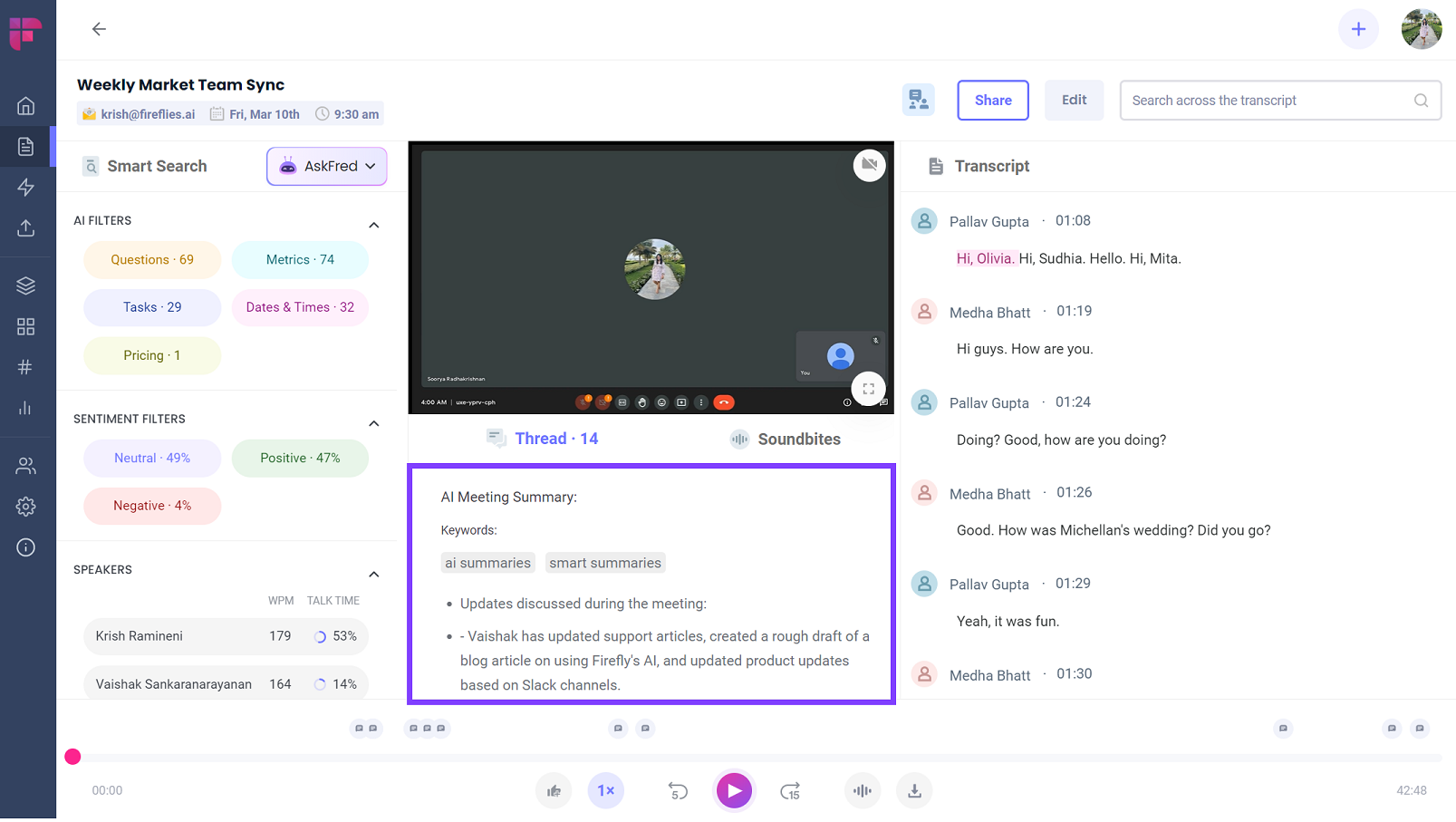 The summary of a meeting by Fireflies.ai