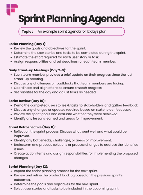 Sprint planning agenda template