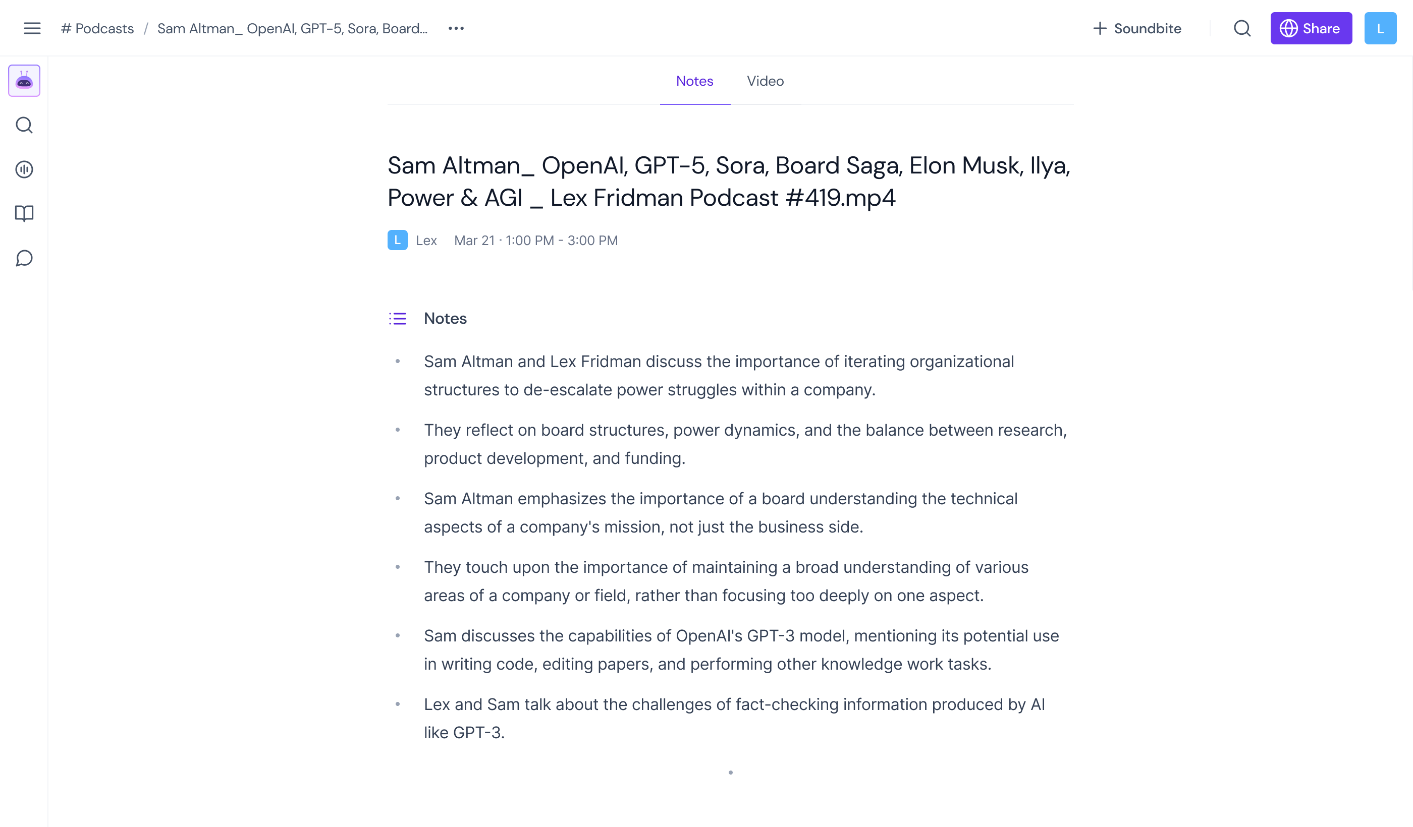 Lex Fridman Podcast: OpenAI's CEO Sam Altman - Summary powered by Fireflies.ai