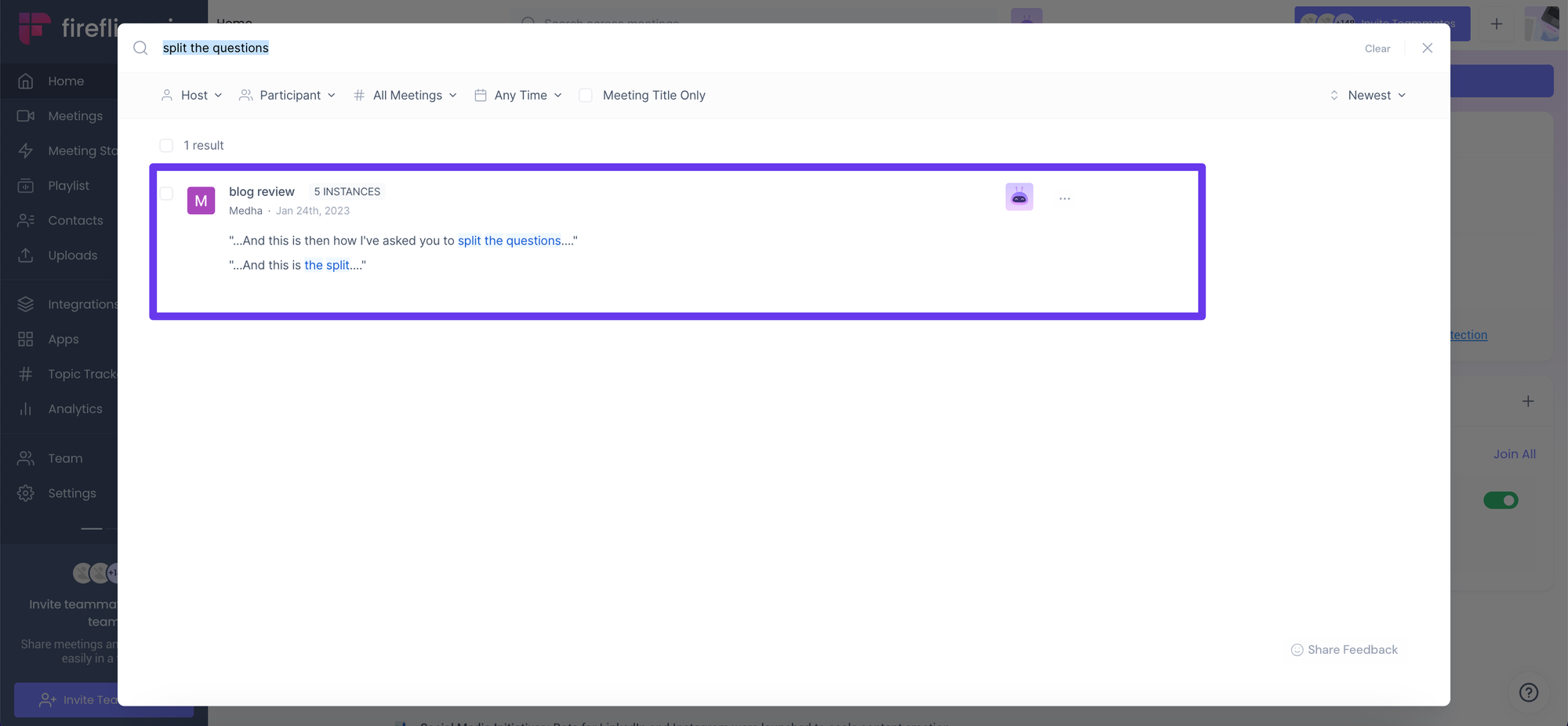 How to view your Google Meet history - Global search results