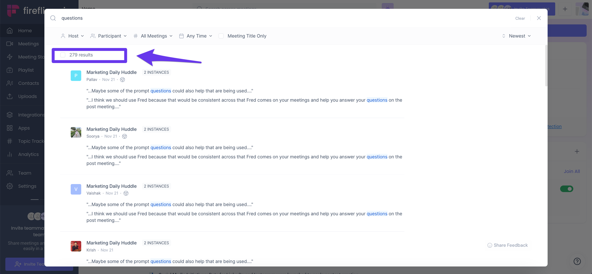How to view your Google Meet history - Global search results