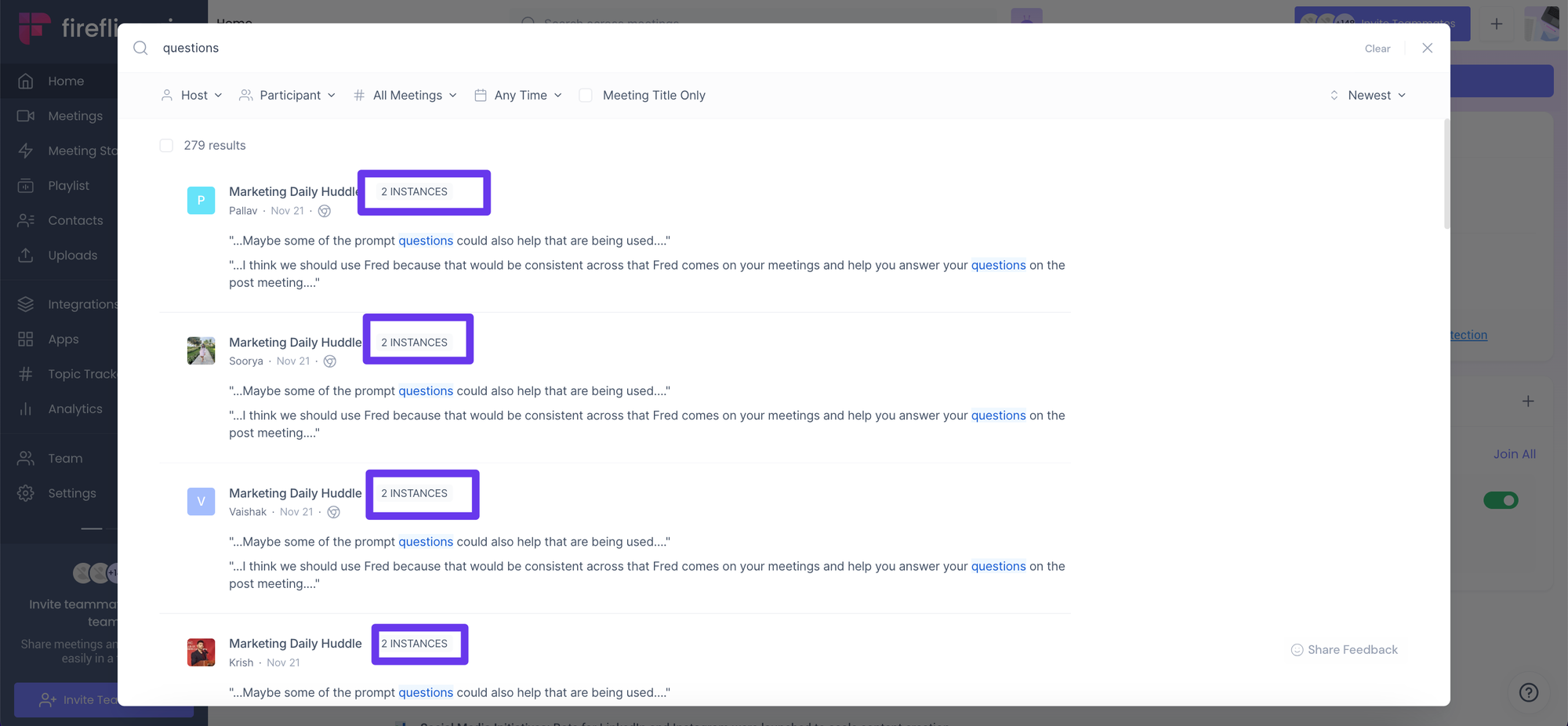 How to view your Google Meet history - Global search results