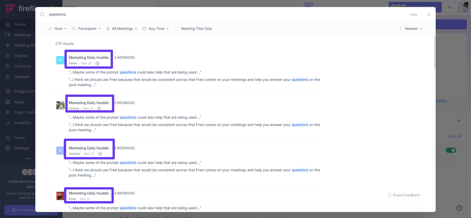 How to view your Google Meet history - Global search results