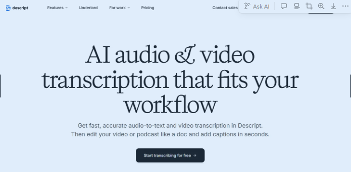 Descript on our list of the top ai note takers for videos