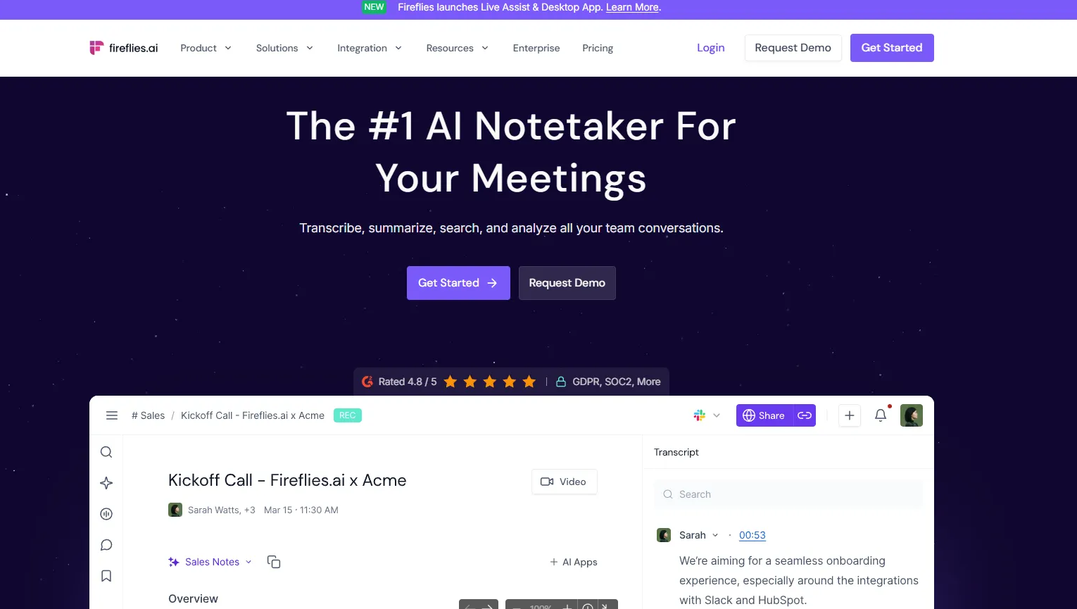 Fireflies.ai as the best AI Note Taker for Videos