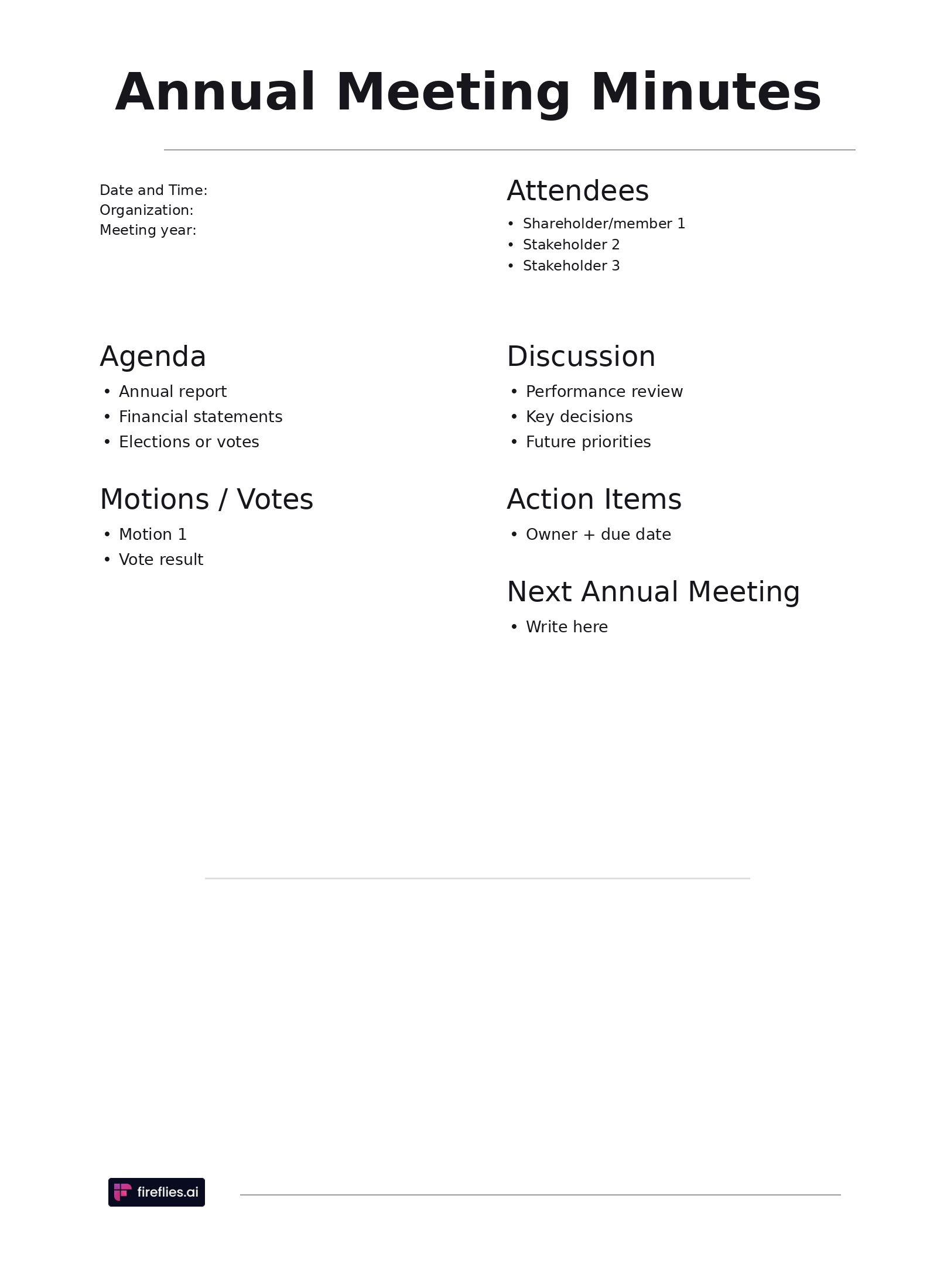 annual meeting minutes template