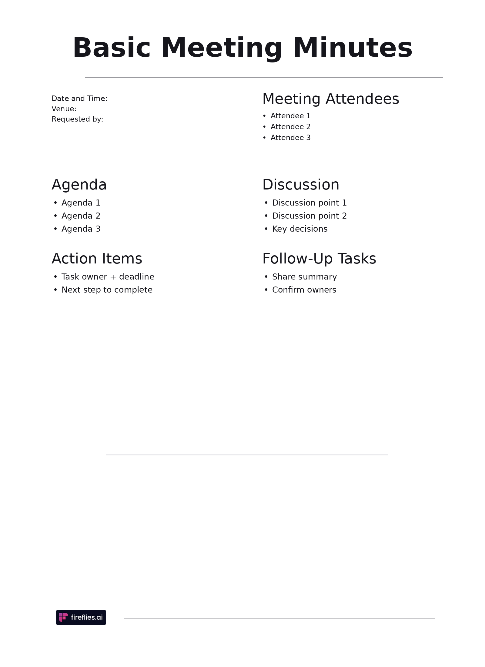 Basic Meeting Minutes Template