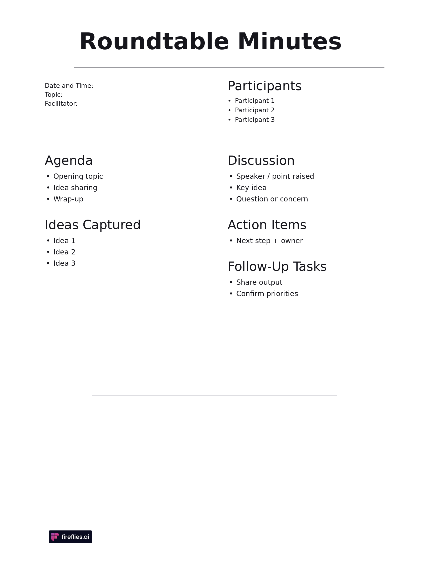 Roundtable meeting minutes template