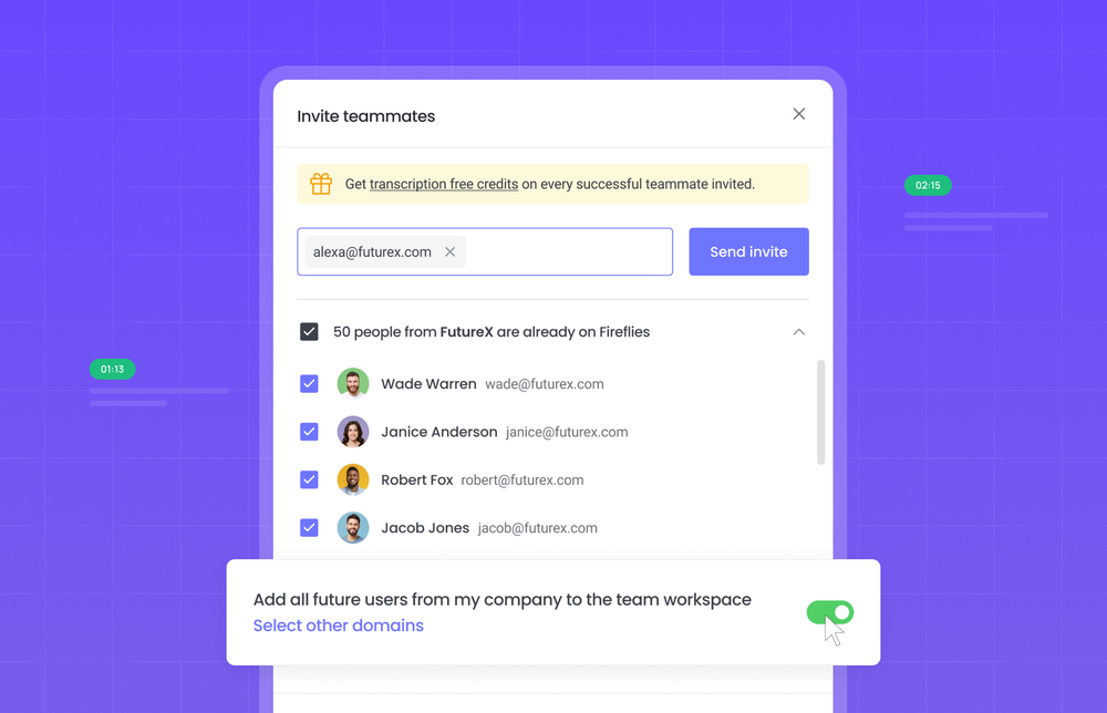 Fireflies Feature Focus: Auto-add Teammates in Your Fireflies Team Workspace