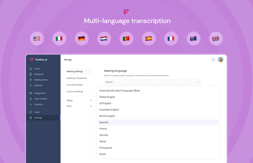 Fireflies Feature Focus: Multi-language Transcription