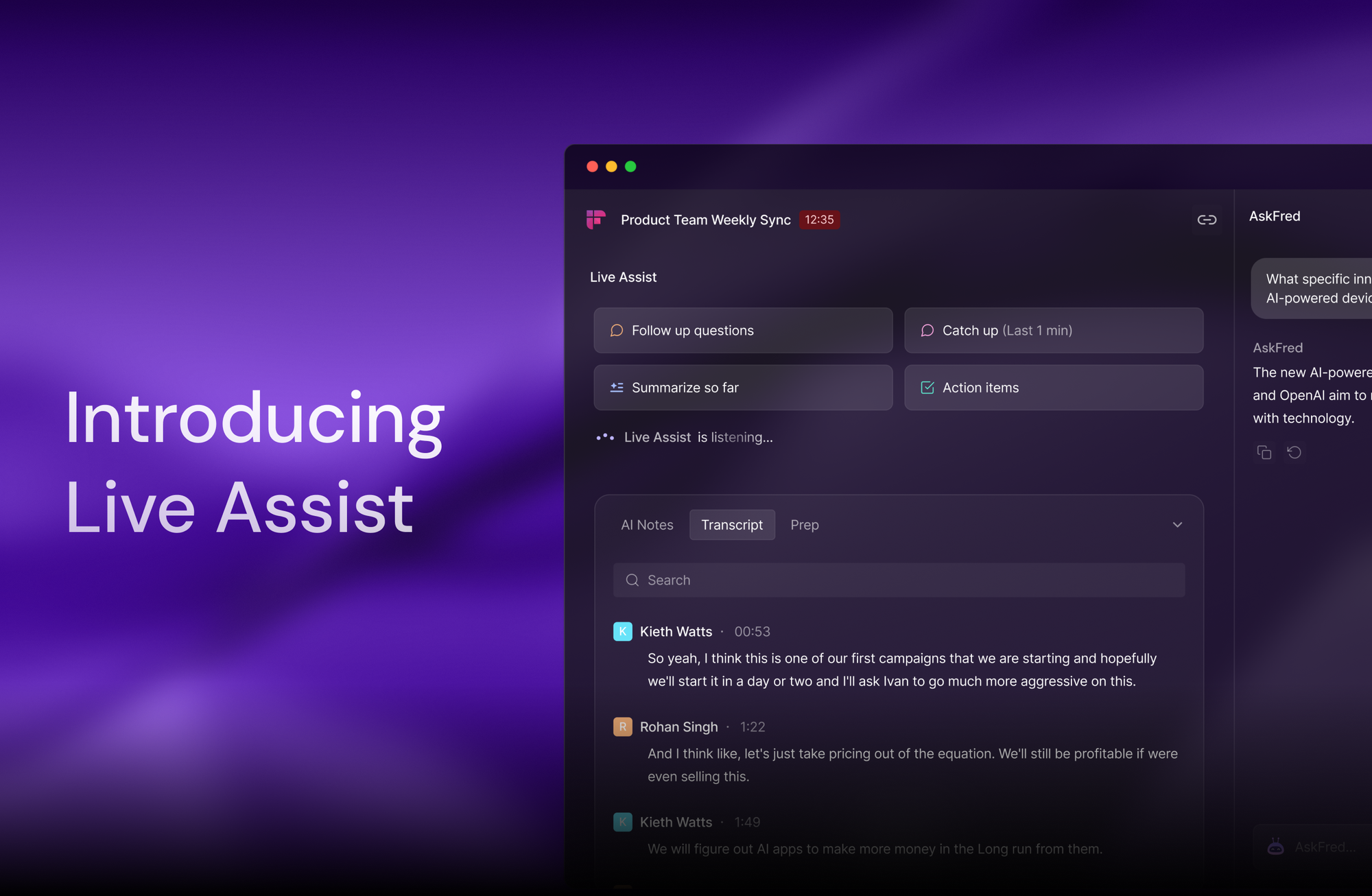 Stay Ahead of the Conversation with Fireflies Live Assist