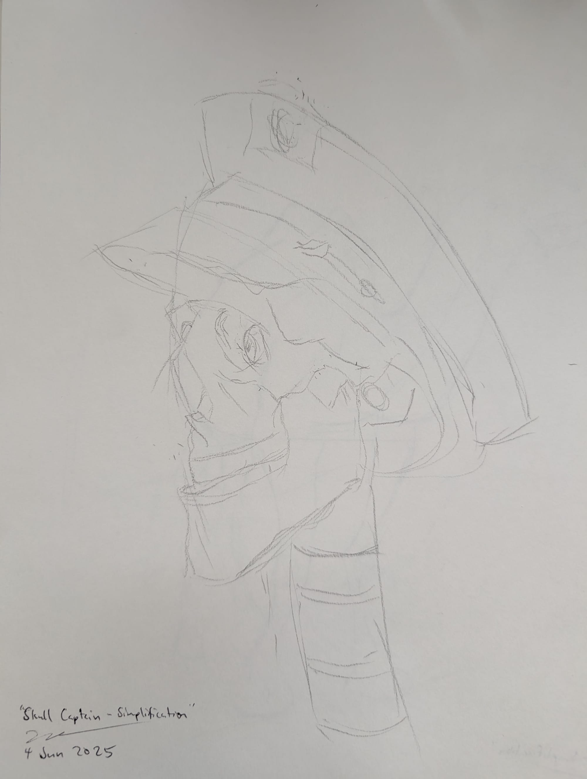 skull with captain hat - handdrawn