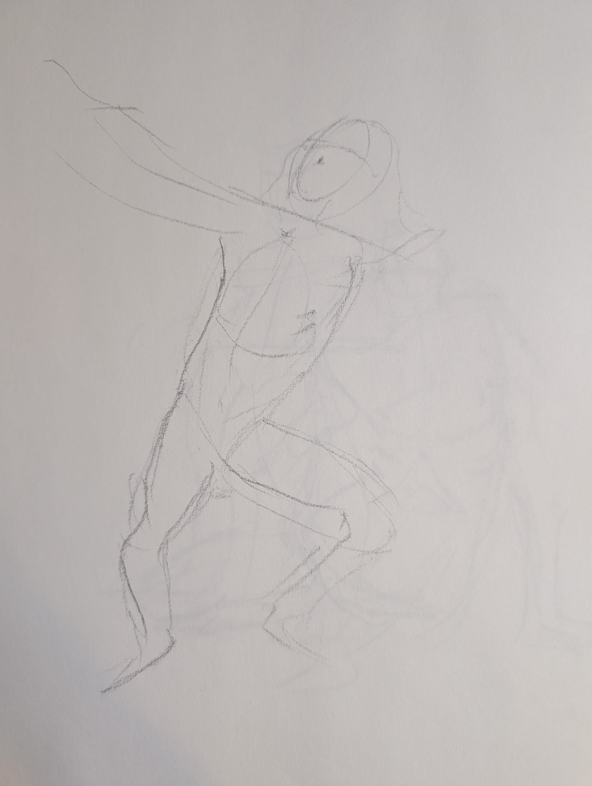 a pencil sketch of a swinging woman