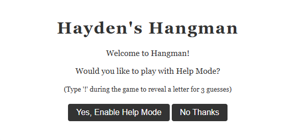 Screenshot of Hayden's Hangman