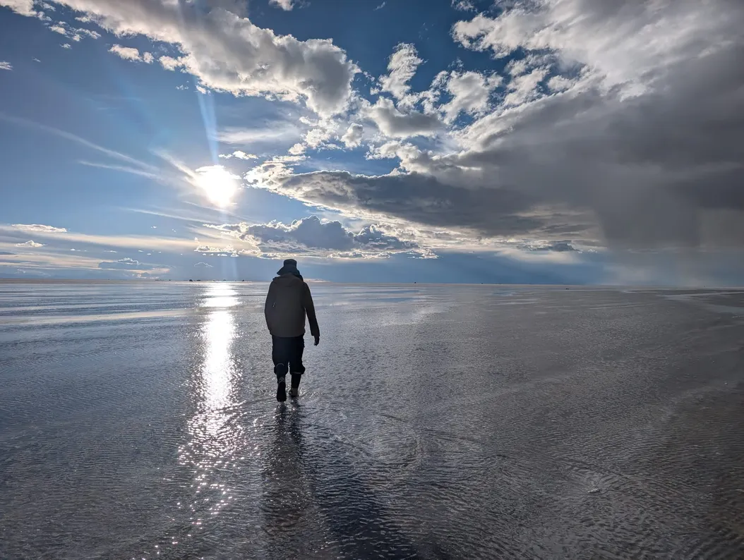 Man who looks like he's walking on water