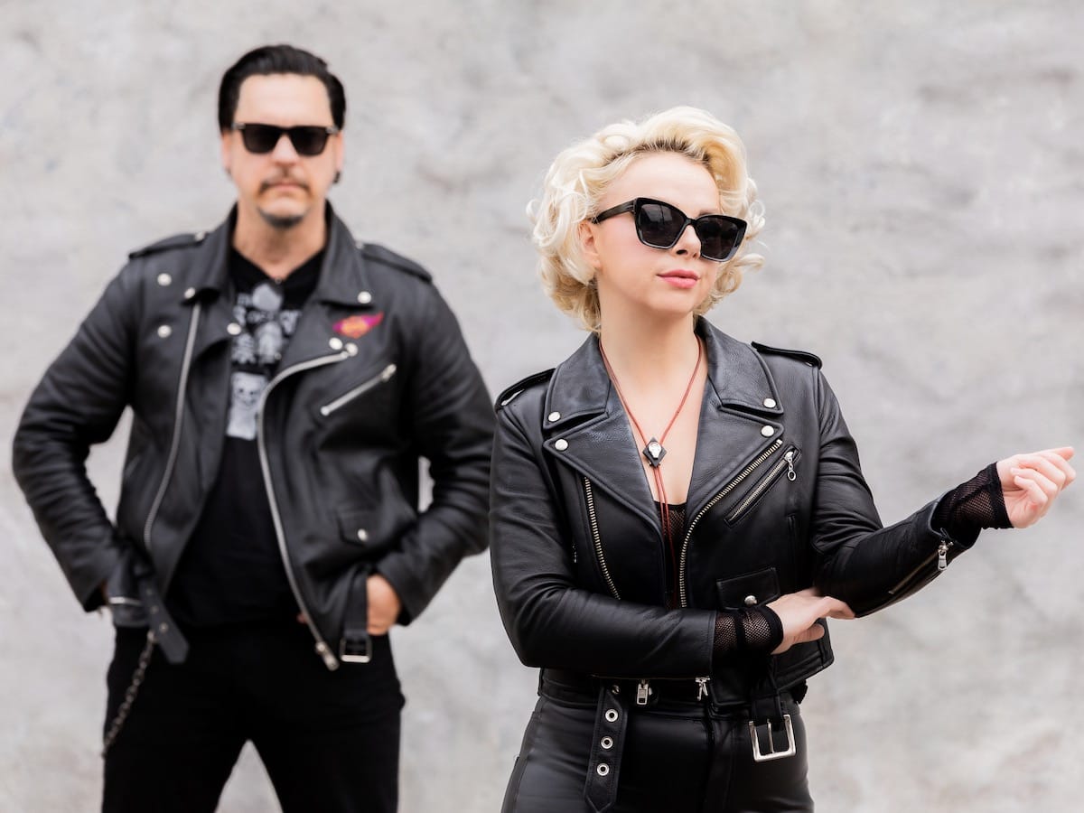 Jesse Dayton and Samantha Fish clad in black leather