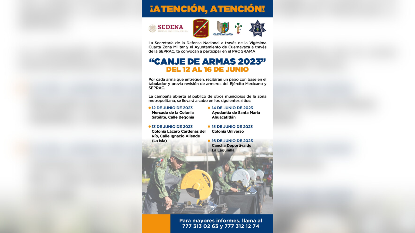 canje de armas cuernavaca