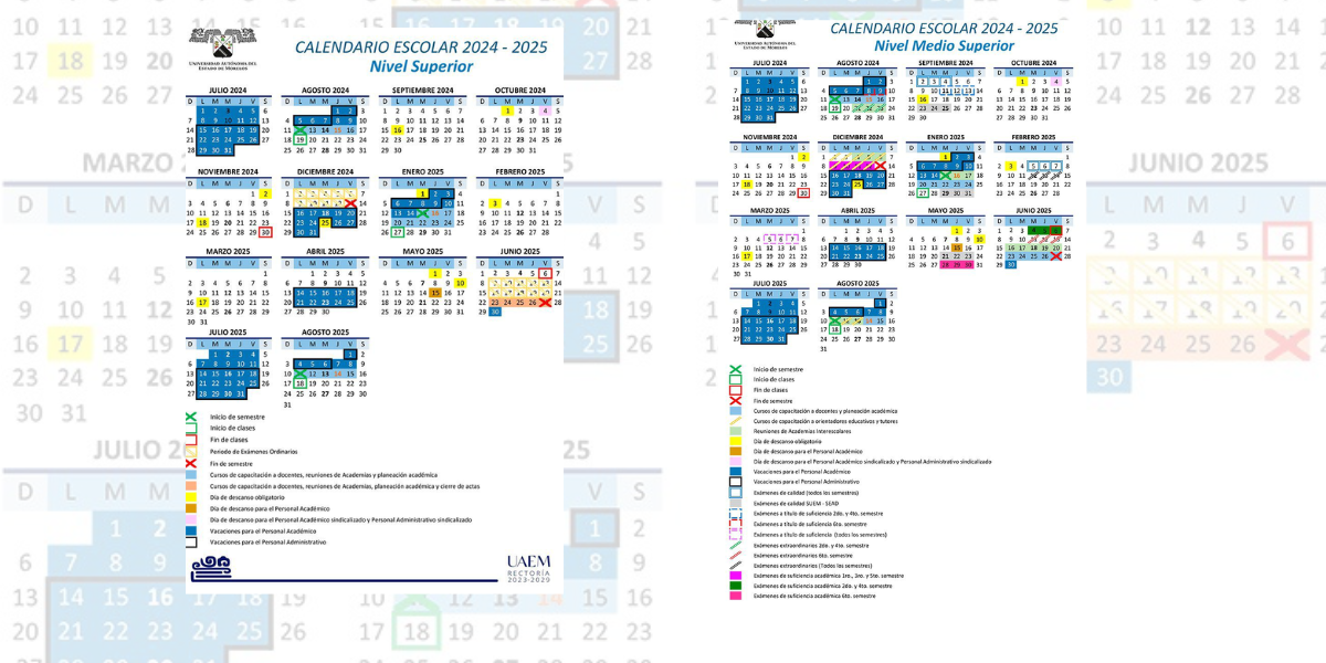 Están marcados dos periodos vacacionales. 