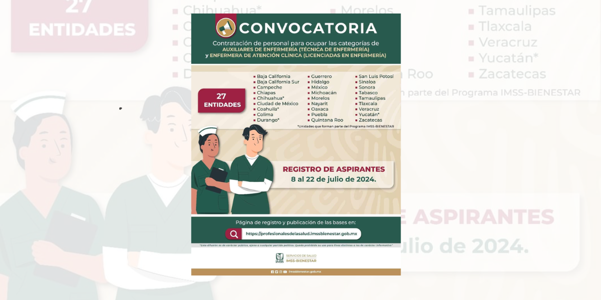 La convocatoria esta lista para recibir aspirantes. 