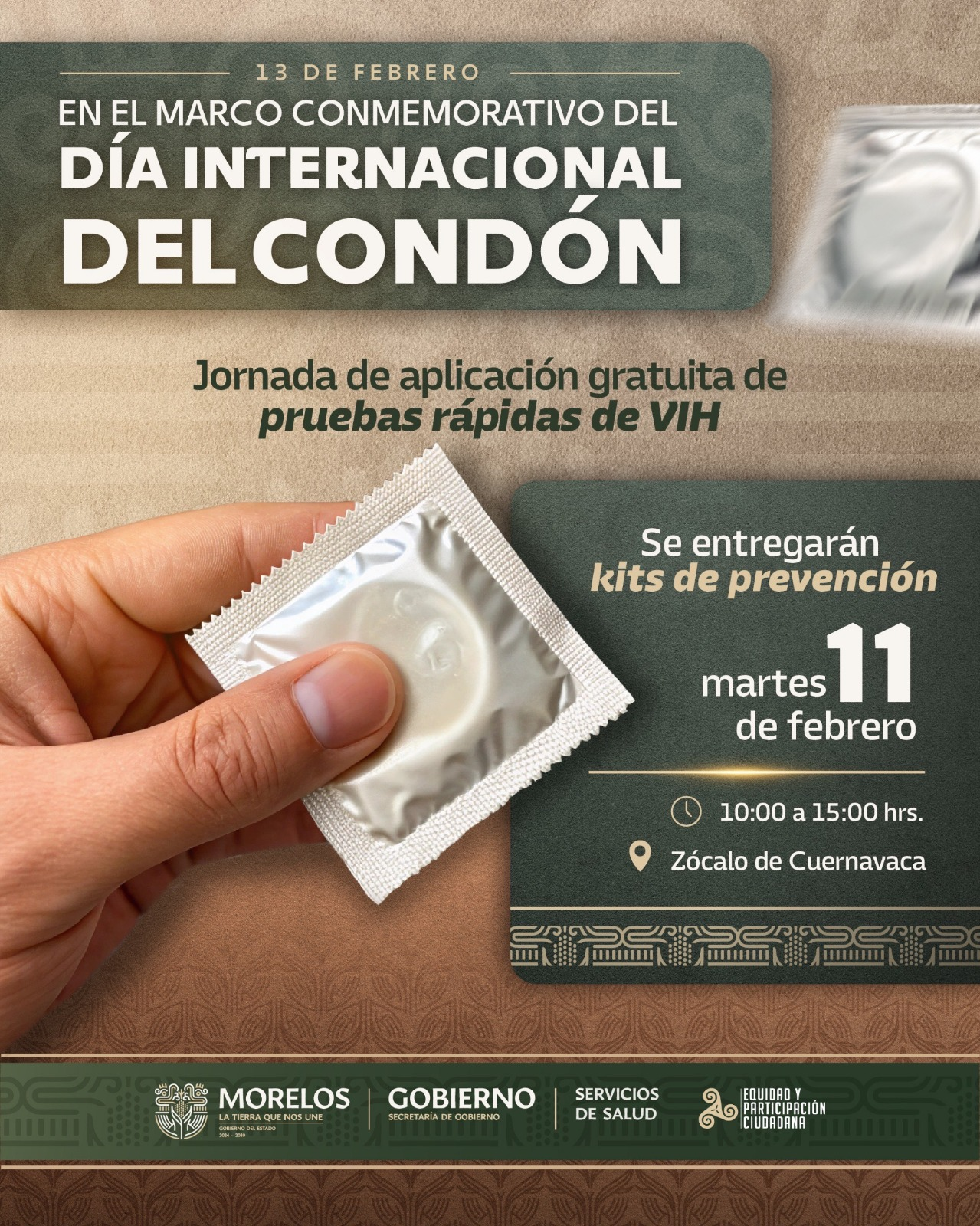 Aplicarán pruebas rápidas de VIH gratuitas, en el Zócalo de Cuernavaca