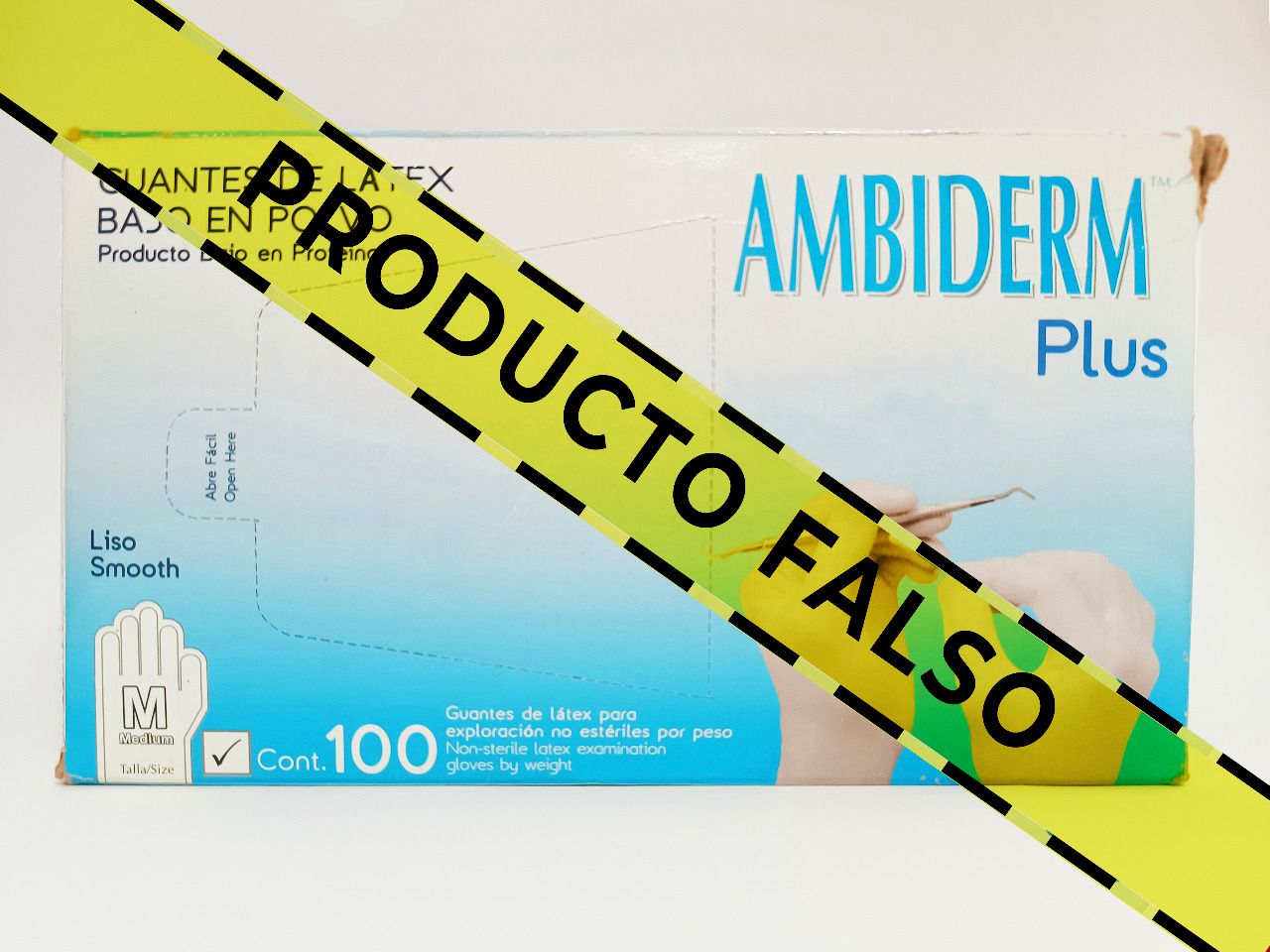 Alerta por falsificación de guantes de látex.