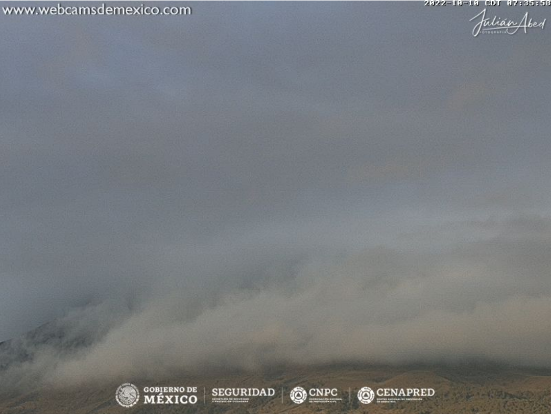 Así amanece el Popocatépetl este lunes