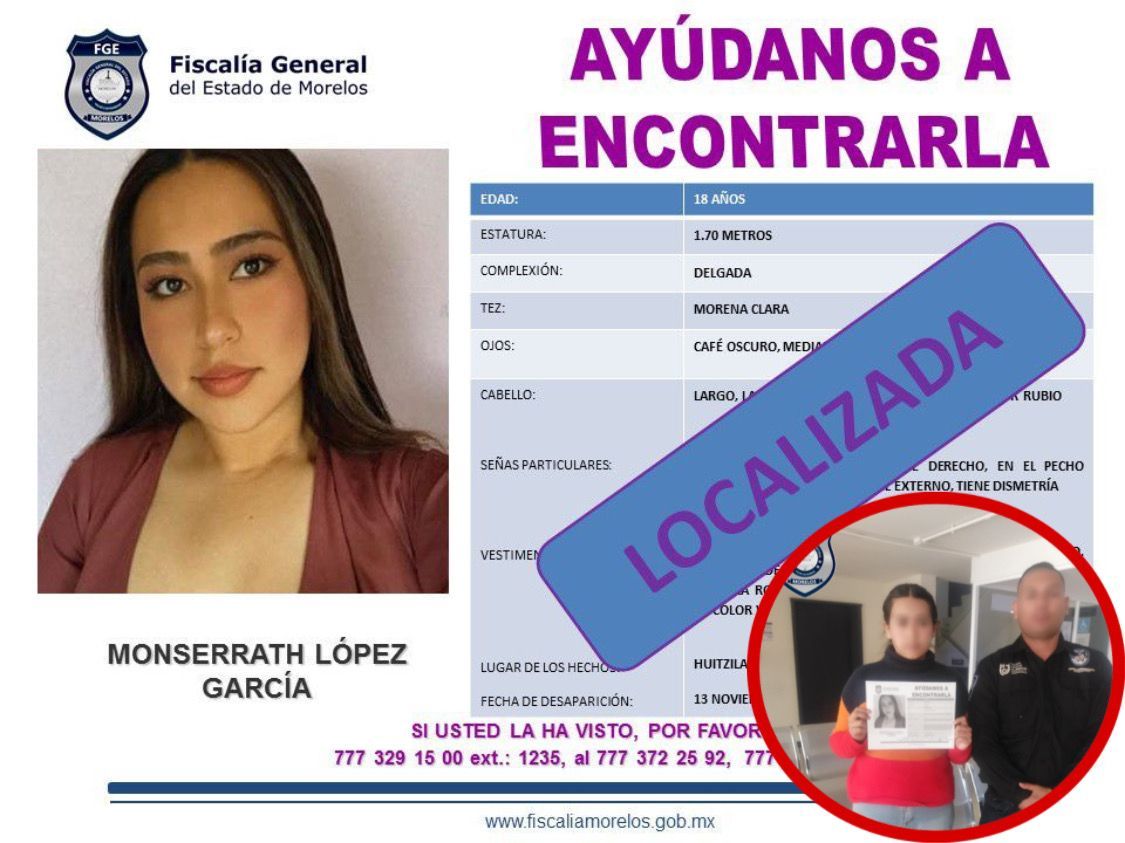 Localizan a joven desaparecida en Morelos en la CDMX