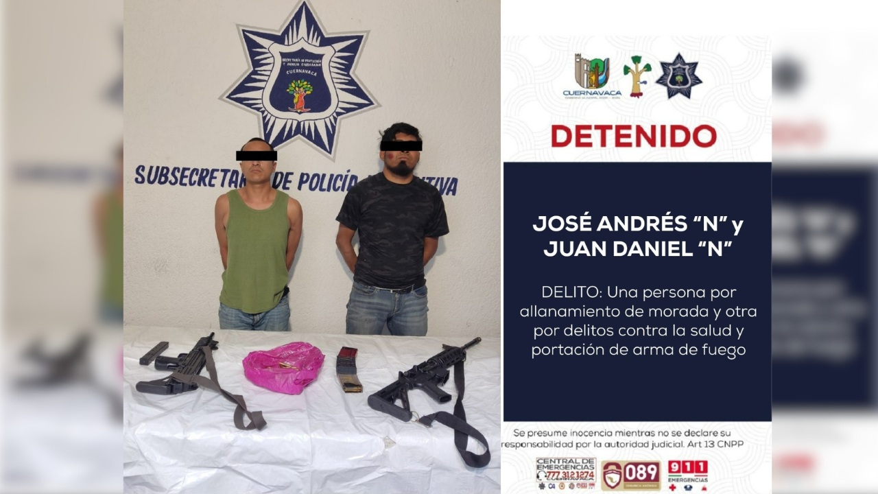 detenidos en cuernavaca por posesion de armas de fuego