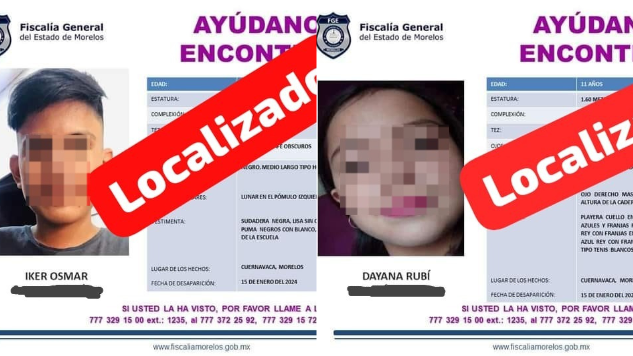 lozalizan a dos menores en cuernavaca