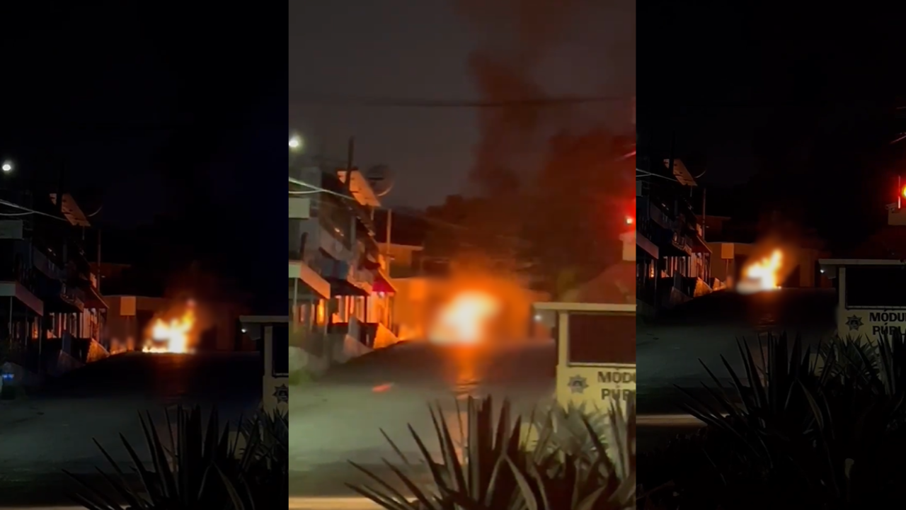 (VIDEO) Coche arde en llamas en Burgos, Temixco