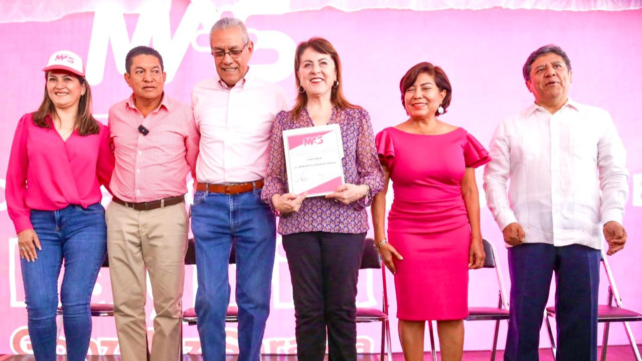 MAS entrega constancia a Margarita González Saravia como su candidata al gobierno de Morelos