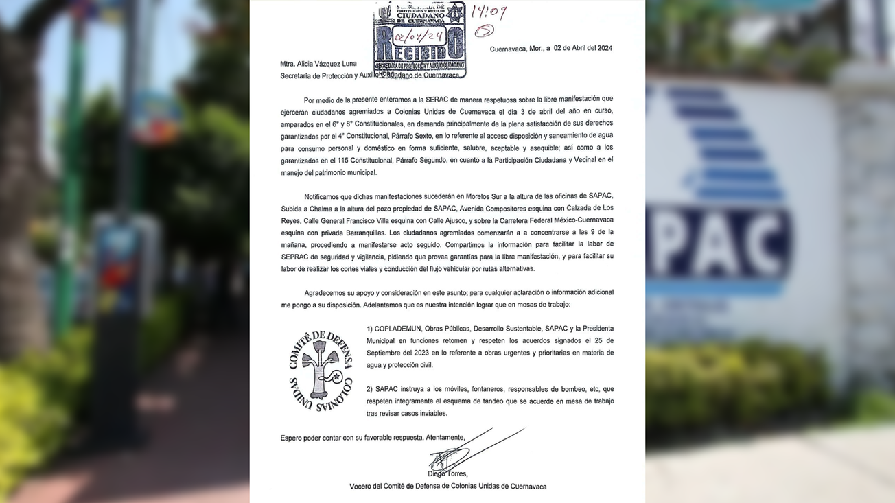 Realizarán manifestaciones en distintos puntos de la ciudad por falta de agua en Cuernavaca