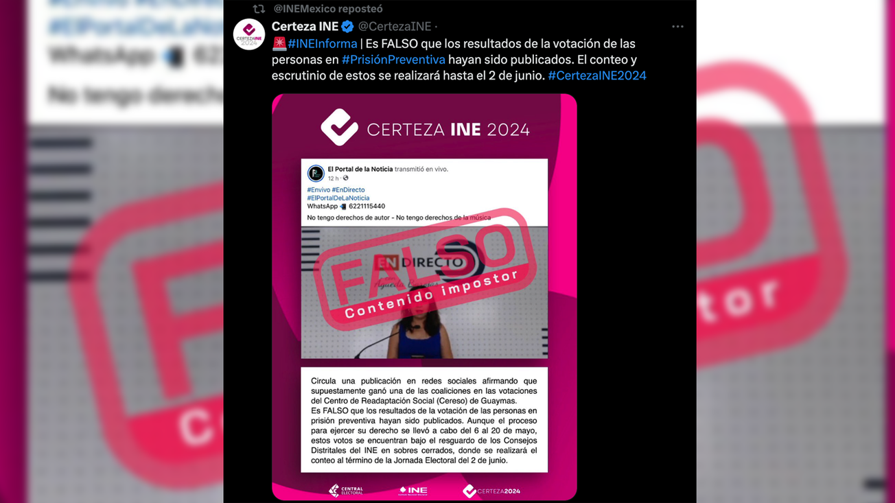 El INE desmiente que los resultados de la votación en cárceles hayan sido publicados