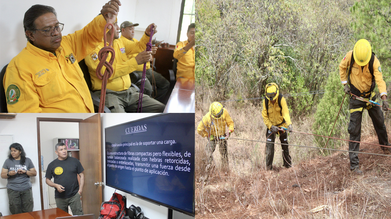 Capacitan en rappel a combatientes de incendios forestales en Morelos