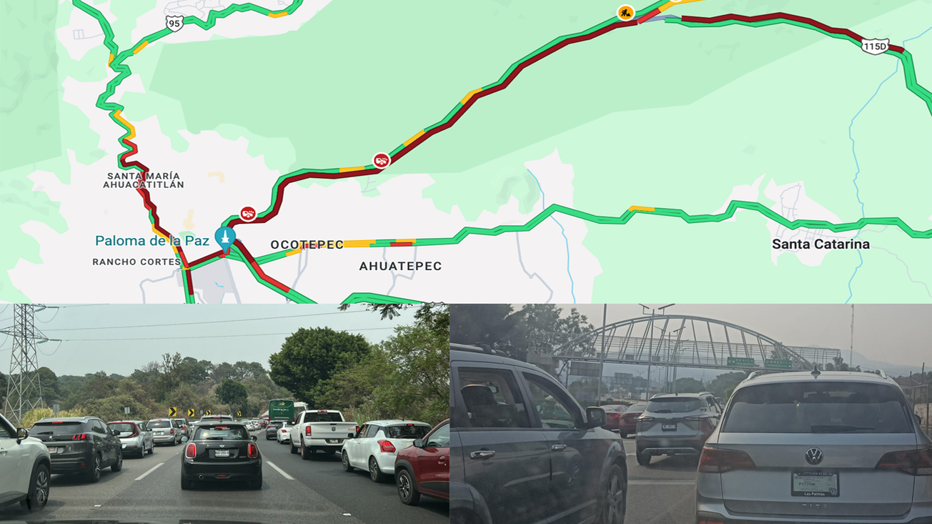 Tres accidentes, un incendio y trabajos de mantenimiento desquician el tráfico en la México-Cuernavaca
