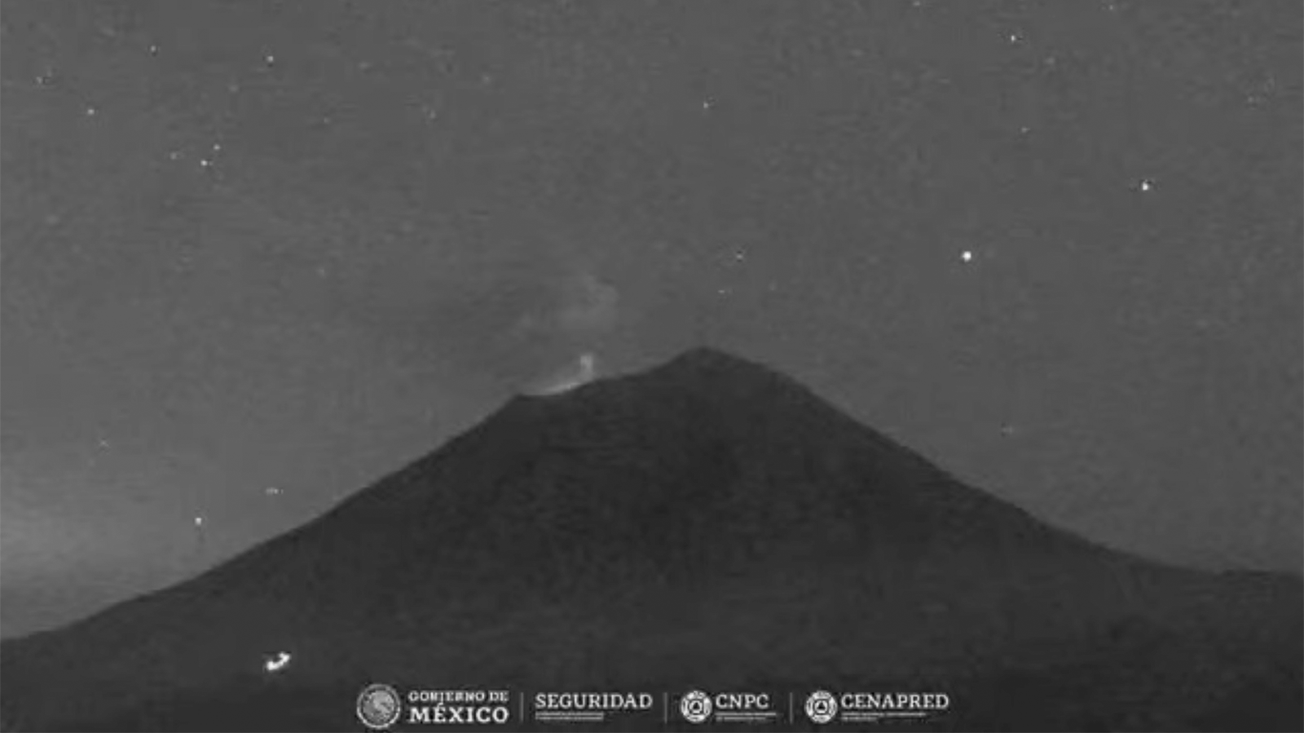Finaliza este domingo con actividad moderada el volcán Popocatépetl