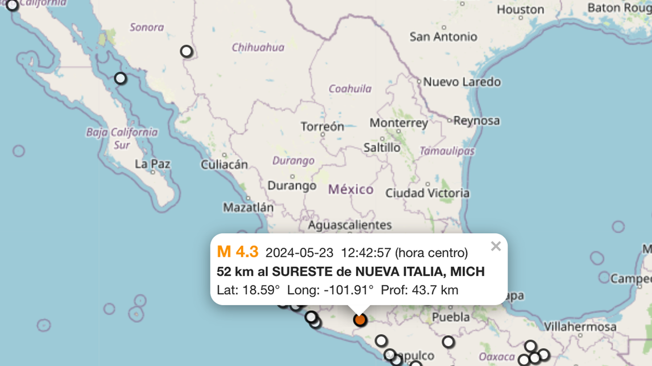Servicio Sismológico Nacional reportó 44 Sismos en las últimas 24 Horas en México