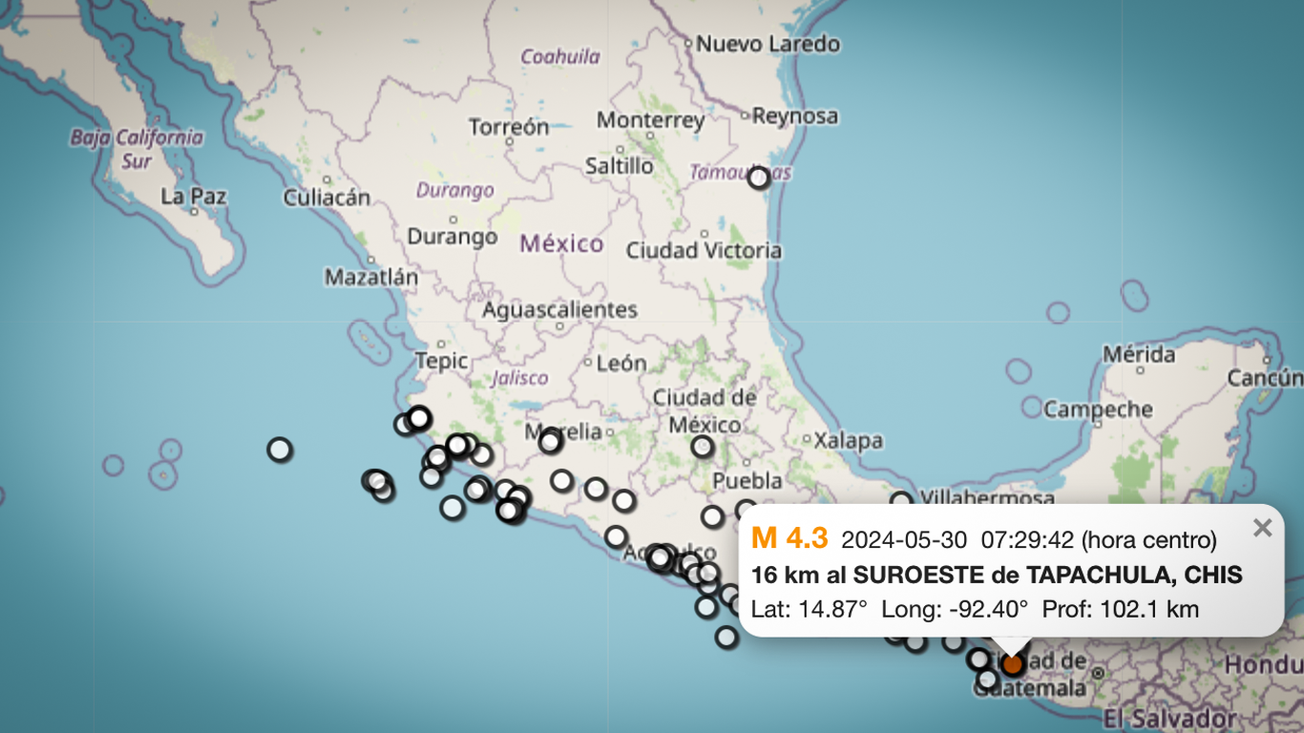 Servicio Sismológico Nacional reportó 67 sismos en México este jueves