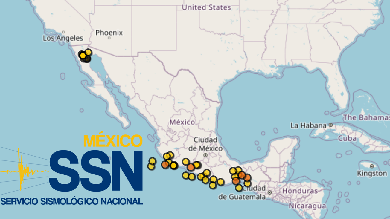 Se registran 67 sismos en ocho entidades del país este sábado: SSN