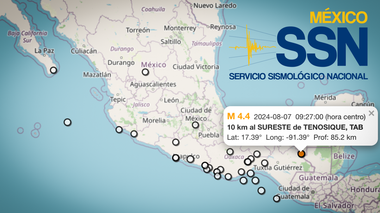 Sismológico Nacional informa sobre 45 sismos en México este miércoles