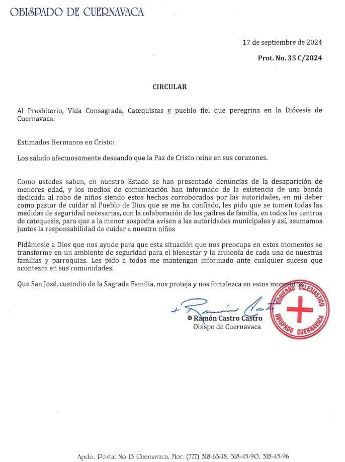 Iglesia se pronuncia ante desaparición de infantes