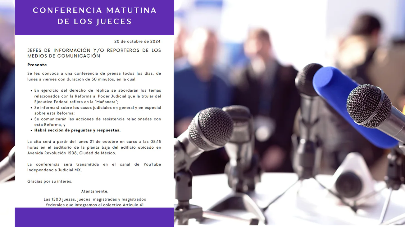 Jueces federales darán conferencias matutinas en respuesta a Reforma Judicial