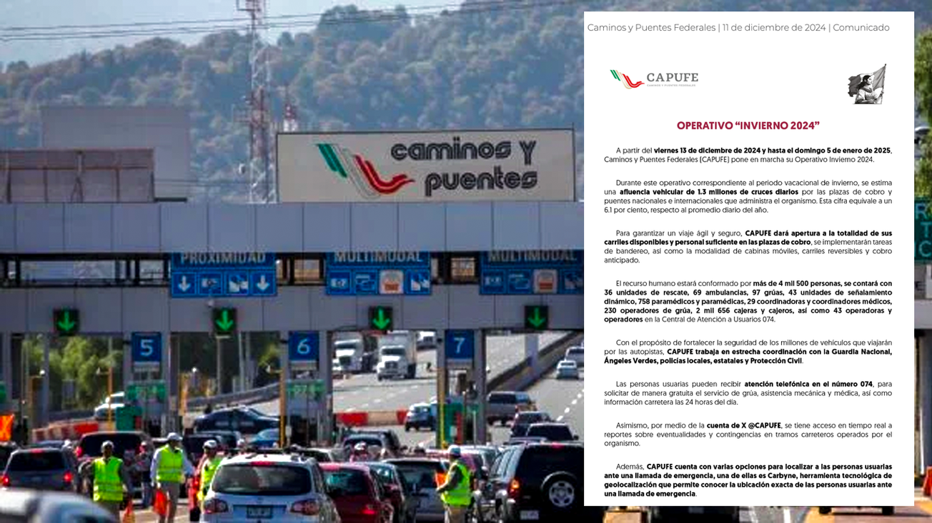 CAPUFE prevé 1.3 millones de cruces diarios en autopistas y puentes
