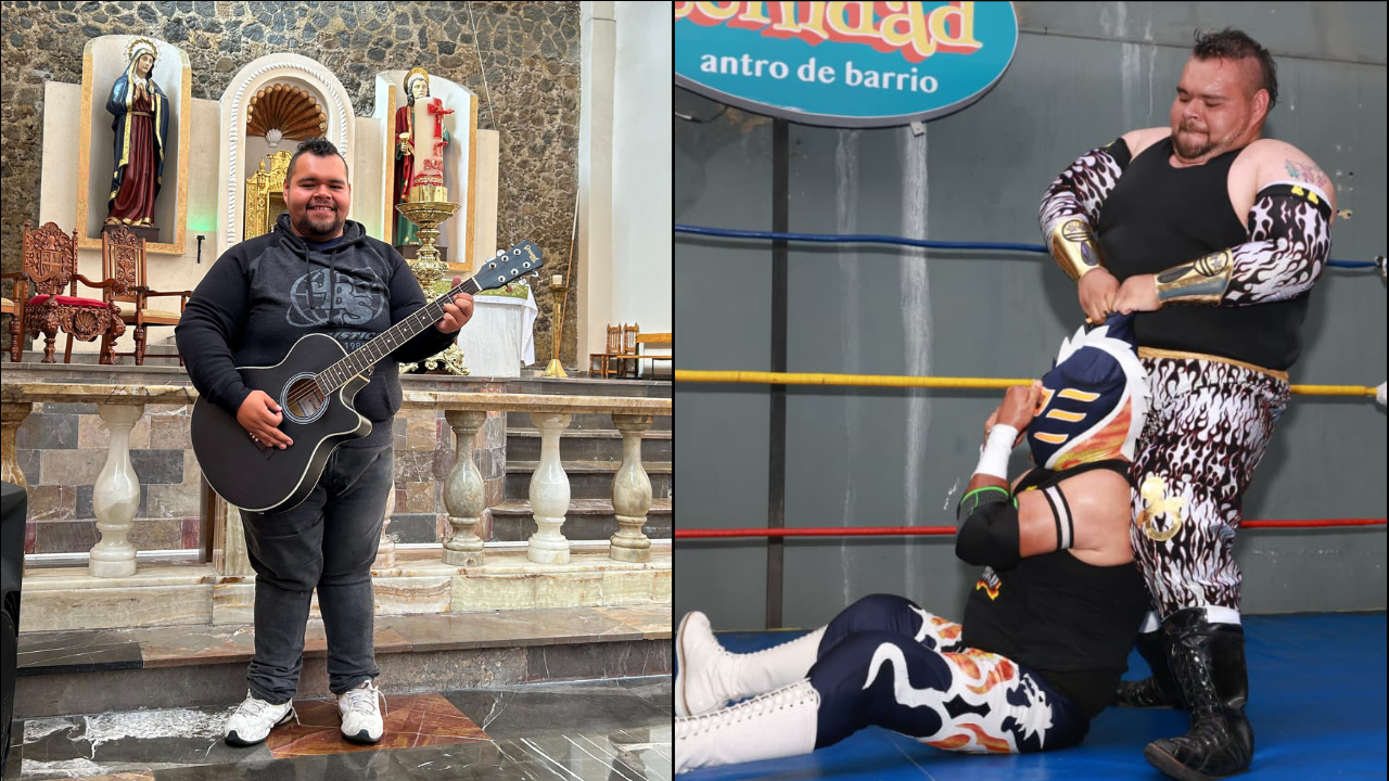¡Tal cual Nacho Libre! Morelense toca en la iglesia y es luchador
