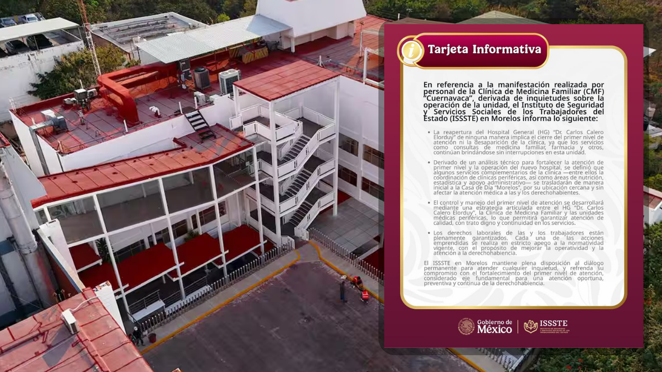 ISSSTE informa acciones tras inconformidades en clínica Cuernavaca