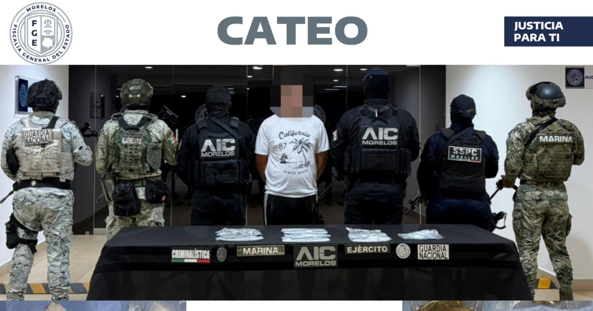 Cateos en Tlaquiltenango y Jiutepec dejan dos detenidos y aseguramiento de drogas
