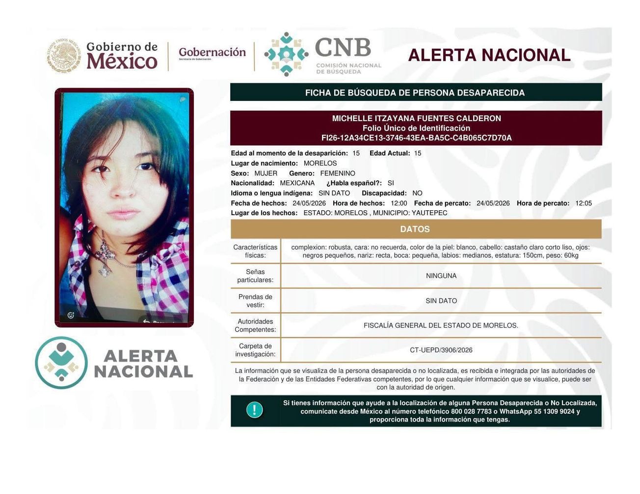 Convocan a marcha por desaparición de estudiante de la UAEM