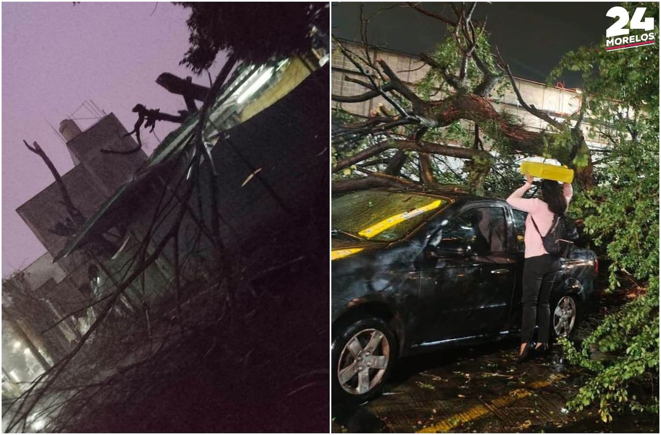 Lluvias provocan colapso de techo en plaza comercial y múltiples afectaciones en Morelos