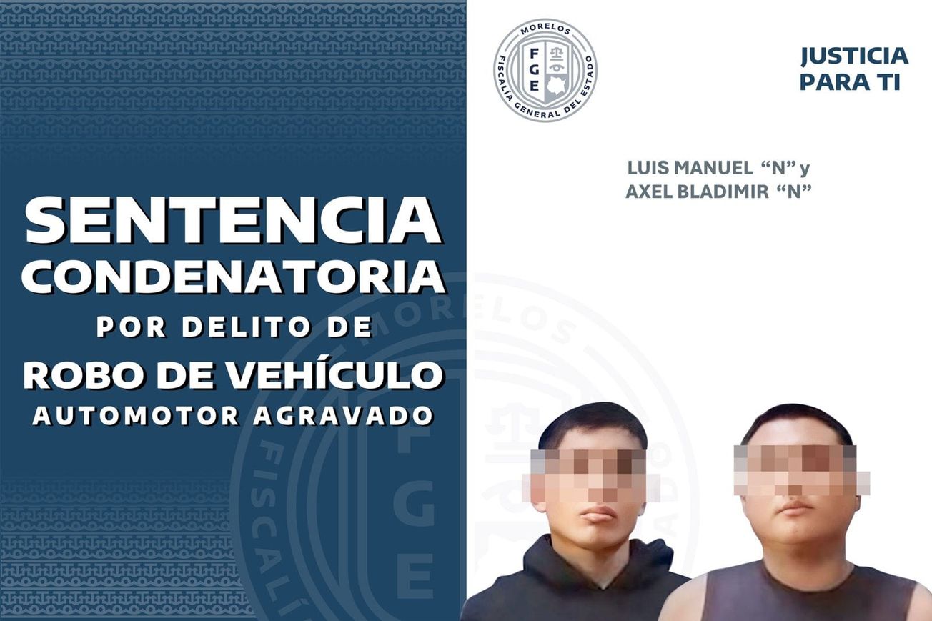 Dos hombres son sentenciados a 22 años de prisión por robo de vehículo