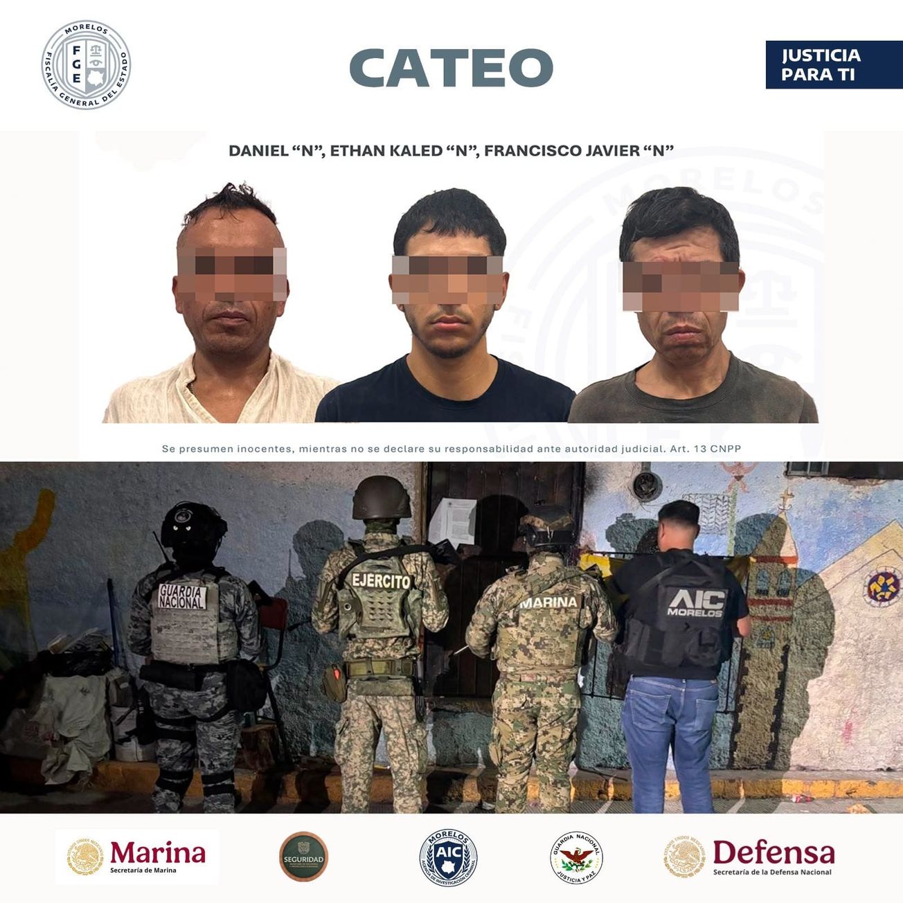 Cuatro personas detenidas tras cateo en Zacatepec